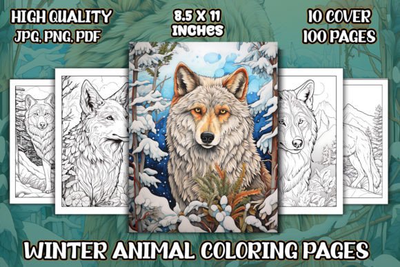 Download Winter Animal Coloring Pages for KDP - Winter animal Collection