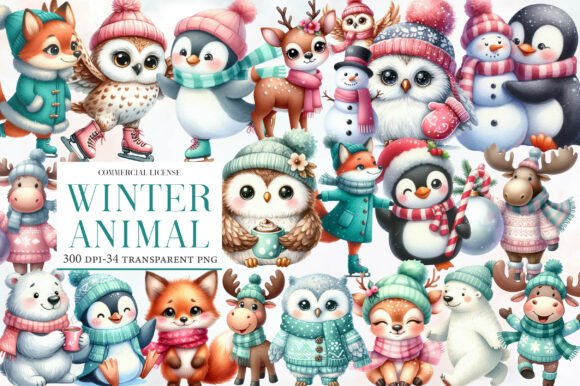Download Watercolor Winter Animal Clipart - Winter animal Collection