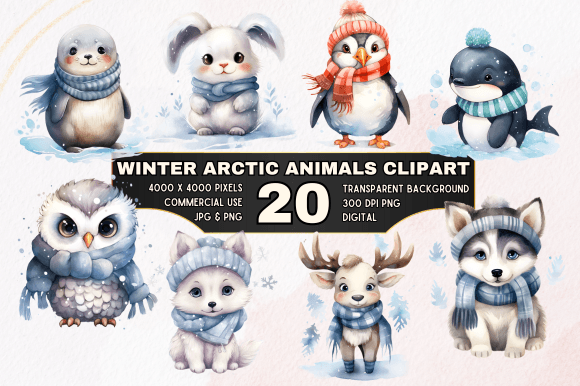 Download 20 Arctic Winter Animals Clipart Bundle - Winter animal Collection