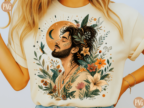 Download Boho Spiritual Man with Floral Nature – - Spiritual Collection
