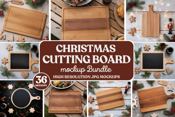 Download Christmas Cutting Board Mockup Bundle - Board Collection