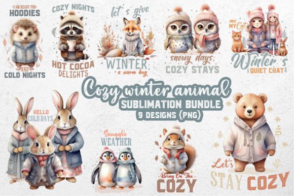 Download Cozy Winter Animal Sublimation Bundle - Winter animal Collection