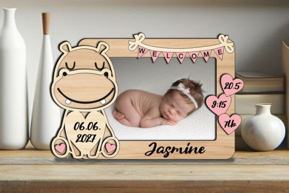 Download Hippo Baby Photo Frame Board Newborn Pic - Board Collection