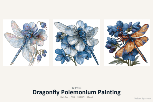 Download Dragonfly Polemonium Painting - Painting Collection