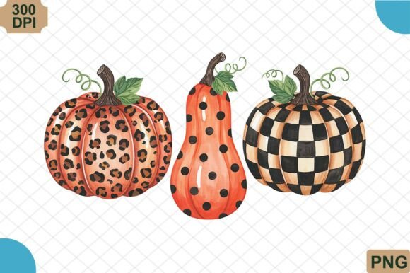 Download Fall Pattern Pumpkins Watercolor PNG - Pumpkins Collection