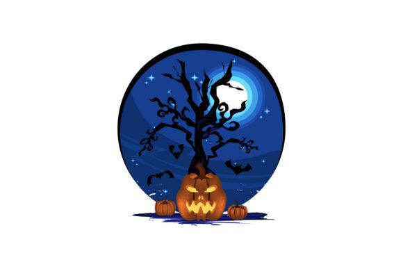 Download Scary Halloween Pumpkin in Tree Moon - Premium Resources