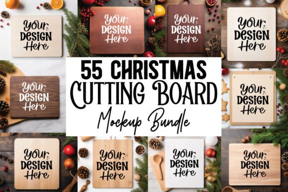 Download Christmas Cutting Board Mockup Bundle - Board Collection