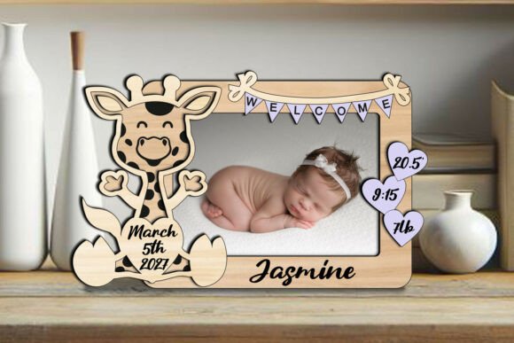 Download Giraffe Baby Photo Frame Board Newborn - Board Collection