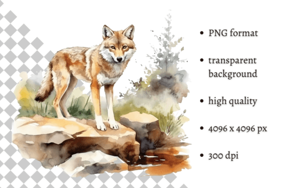 Download Watercolor Wolf PNG Illustration - Premium Resources