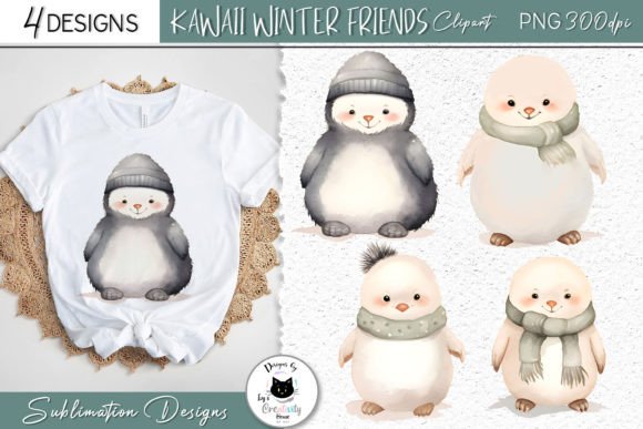 Download Cute Winter Animal Clipart | Kawaii PNG - Winter animal Collection