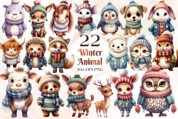 Download Cute Winter Animal Sublimation Clipart - Winter animal Collection