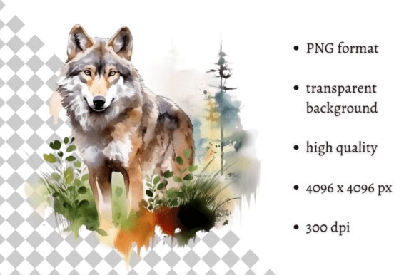 Download Watercolor Wolf PNG Illustration - Premium Resources