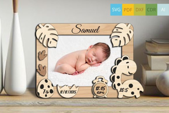 Download Dino Baby Photo Frame Board Newborn SVG - Board Collection