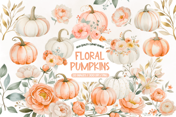 Download Blush Floral Pumpkins Clipart - Pumpkins Collection