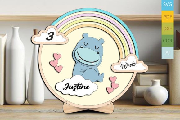 Download Baby Hippo Milestones Board Newborn Gift - Board Collection